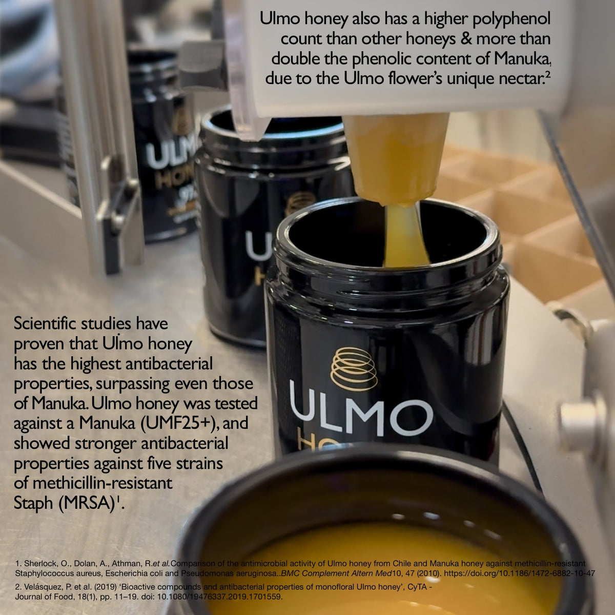 Ulmo Honey Company raw monofloral honey, scientific study references